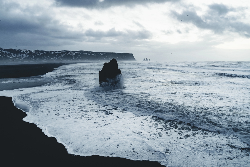 Reynisfjara, a volcanic black-sand beach