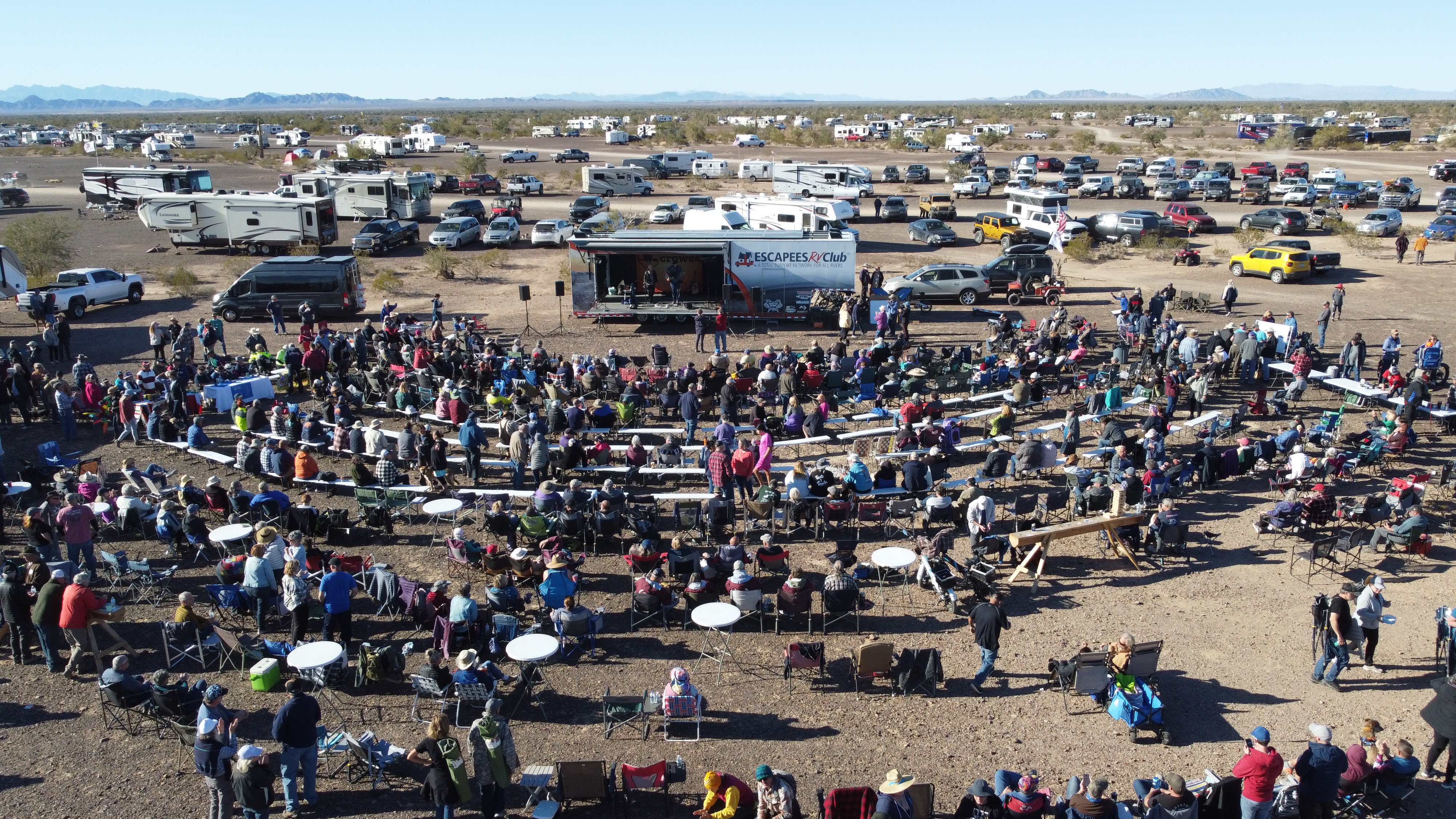 Drone view over Party on Plomosa