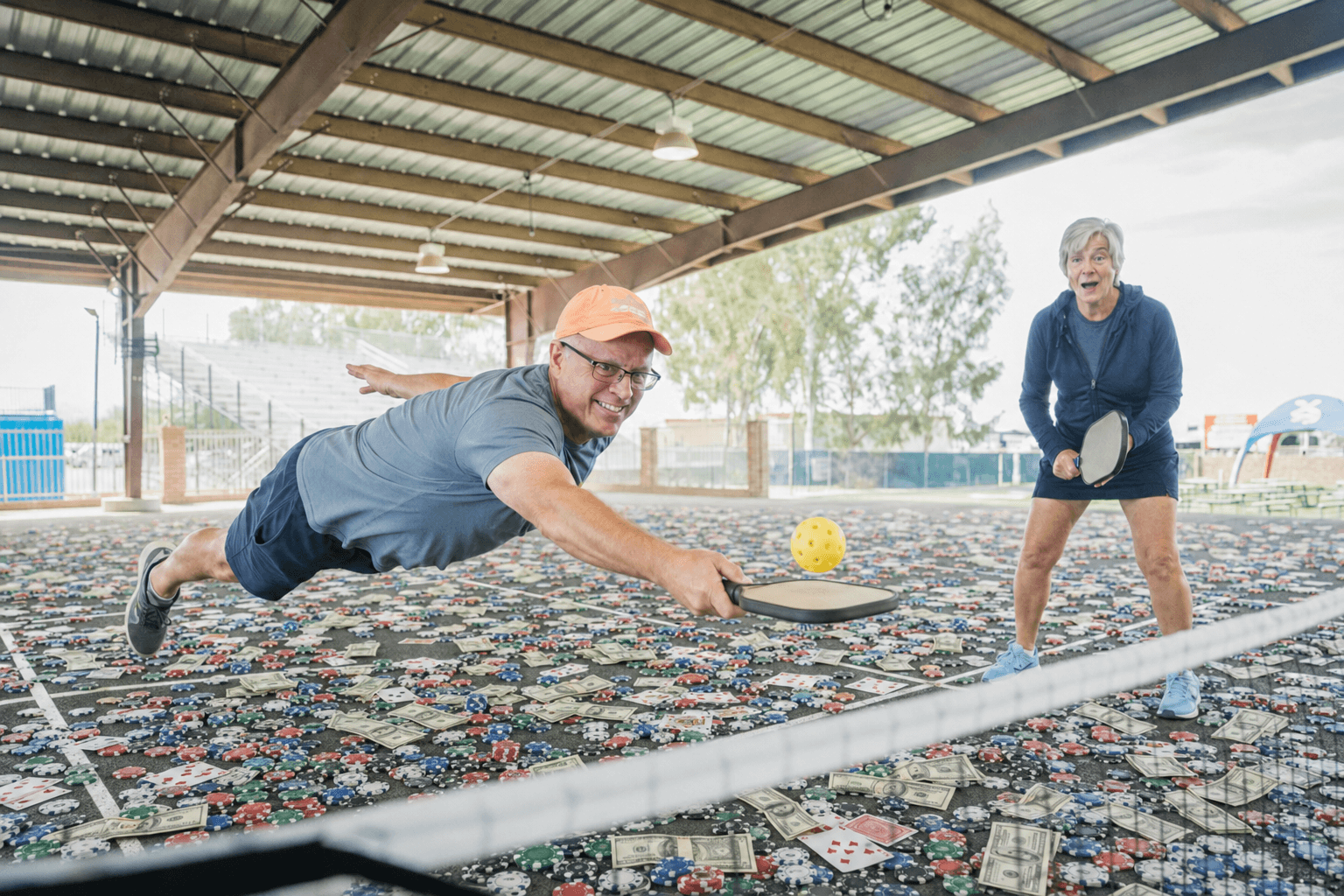 Escapade attendees playing pickleball